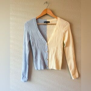 FORE Sweater Two-Tone Blue and Cream Women's Cardigan XS